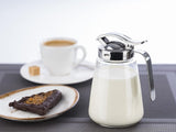 APS 765 Tazza universale, tazza versatrice in vetro con tappo a vite in acciaio inox, tazza versatrice per miele, crema al caffè o altri liquidi, 8,5 x 12 cm, altezza 13 cm