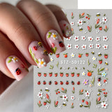 JMEOWIO 3D Nagelsticker Blumen Frucht Nail Art Sticker Selbstklebend Nagelaufkleber 5D Stereoscopico Decorazione Nageldesign Zubehör 4 Blatt