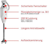 ESGE Zauberstab P 200 Profi, Stabmixer Weiß Inkl. Zubehör, Bis Zu 17.000 U/Min, 90860, Bianco/Grau Kitchen Naty Shop