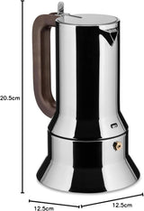 Alessi 9090/6 Espresso con 6 tazze per induzione, acciaio inossidabile, argento, 15,5 x 13,5 x 27 cm