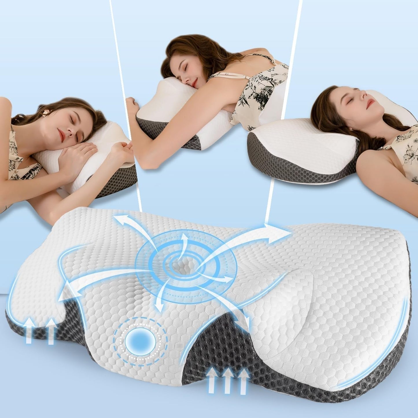 Cuscino per il collo Cuscino ortopedico per dolori al collo Cuscino in memory foam Cuscino ergonomico per un supporto ottimale Cuscino di supporto per il collo per supporti laterali per schiena e addominali Cuscini ortopedici cervicali Naty Shop