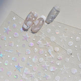 JMEOWIO 3D Nagelsticker Aurora Muschel Seestern Nail Art Sticker Self-klebend Nagelaufkleber 5D Stereoscopico Ozean Thema Dekoration Nageldesign Zubehör 1 Blatt