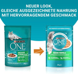 PURINA ONE Indoor Formula Cibo umido per gatti, teneri bocconcini in salsa per gatti fatti in casa con tonno, confezione da 26 (26 x 85 g)
