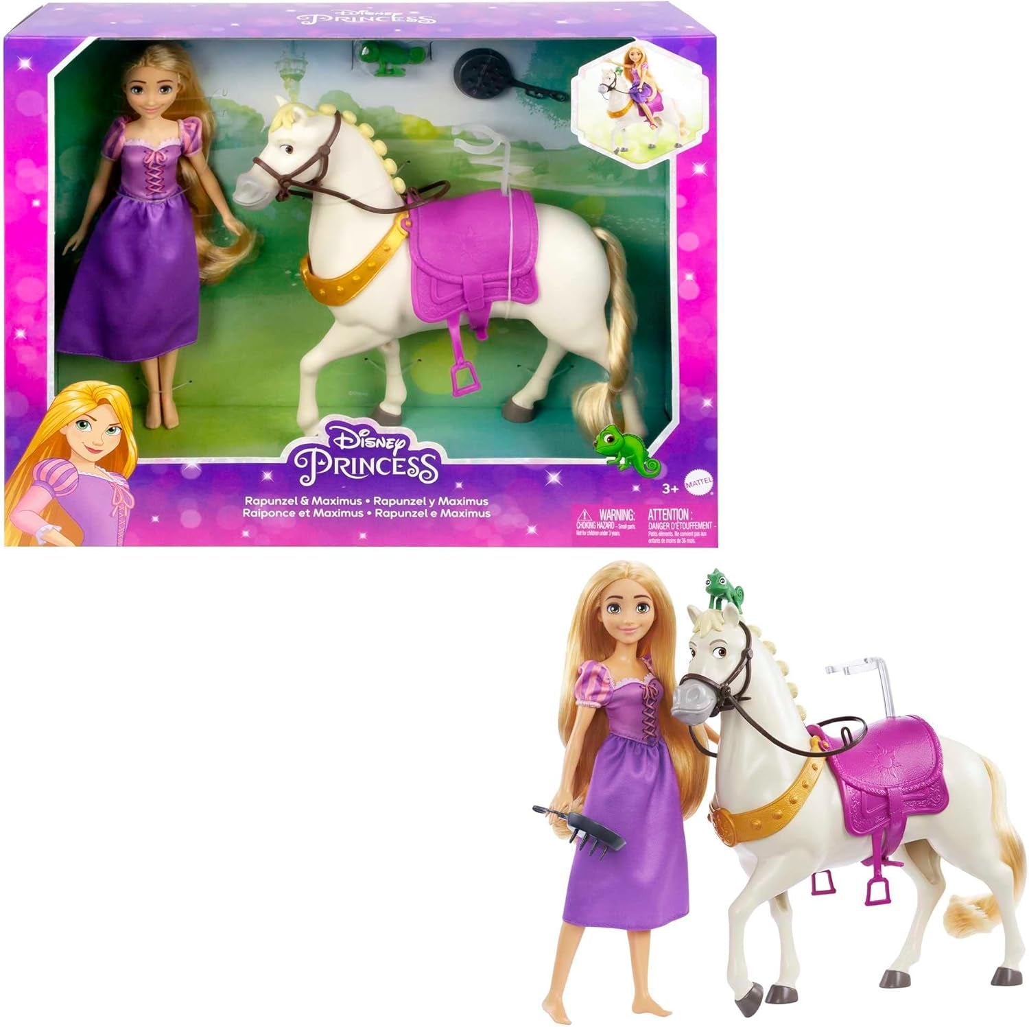 Disney Princess HMV99 - Bambola Rapunzel Mobile e Torre Giochi con Divertimento a 360 gradi, 6 Aree di Gioco e 15 Accessori, Ispirata al Film Disney, Giocattoli per Bambole di 3 Anni Naty Shop Dolls Rapunzel il Cavallo