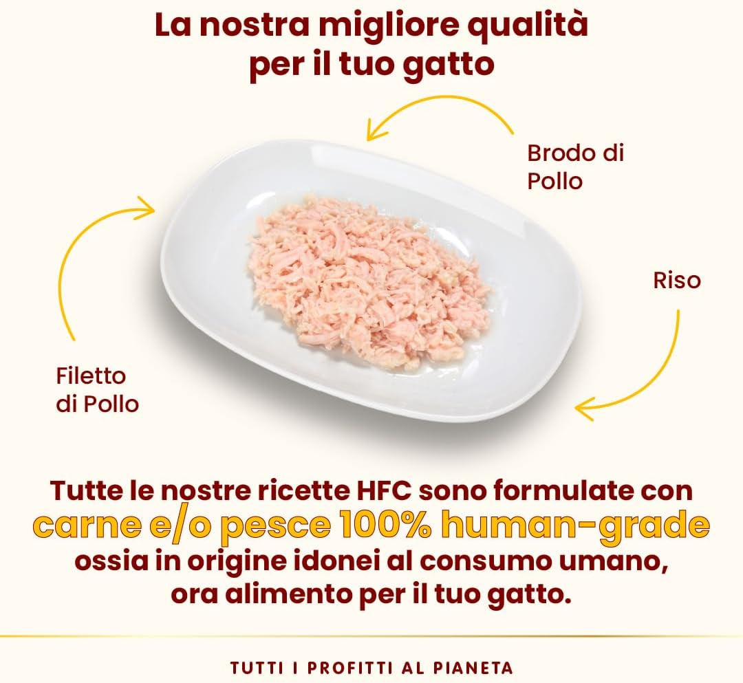 almo nature HFC Natural - Cibo umido per gatti - con pollo - Qualità umana, Senza glutine, Monoproteico - 55g, conf. da 6