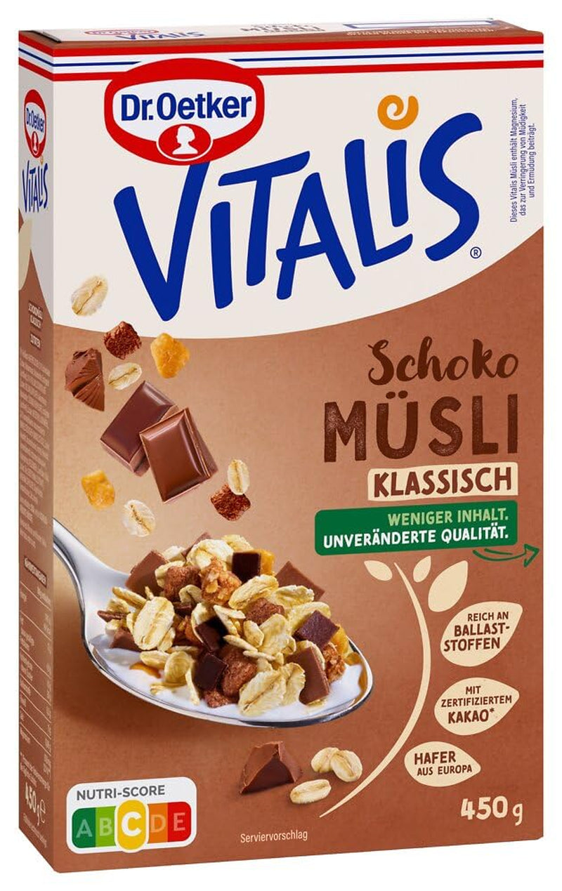 Dr. Oetker Vitalis Chocolate Muesli Classic: muesli da colazione con cioccolato al latte e fondente, confezione da 7 (7 x 600 g)