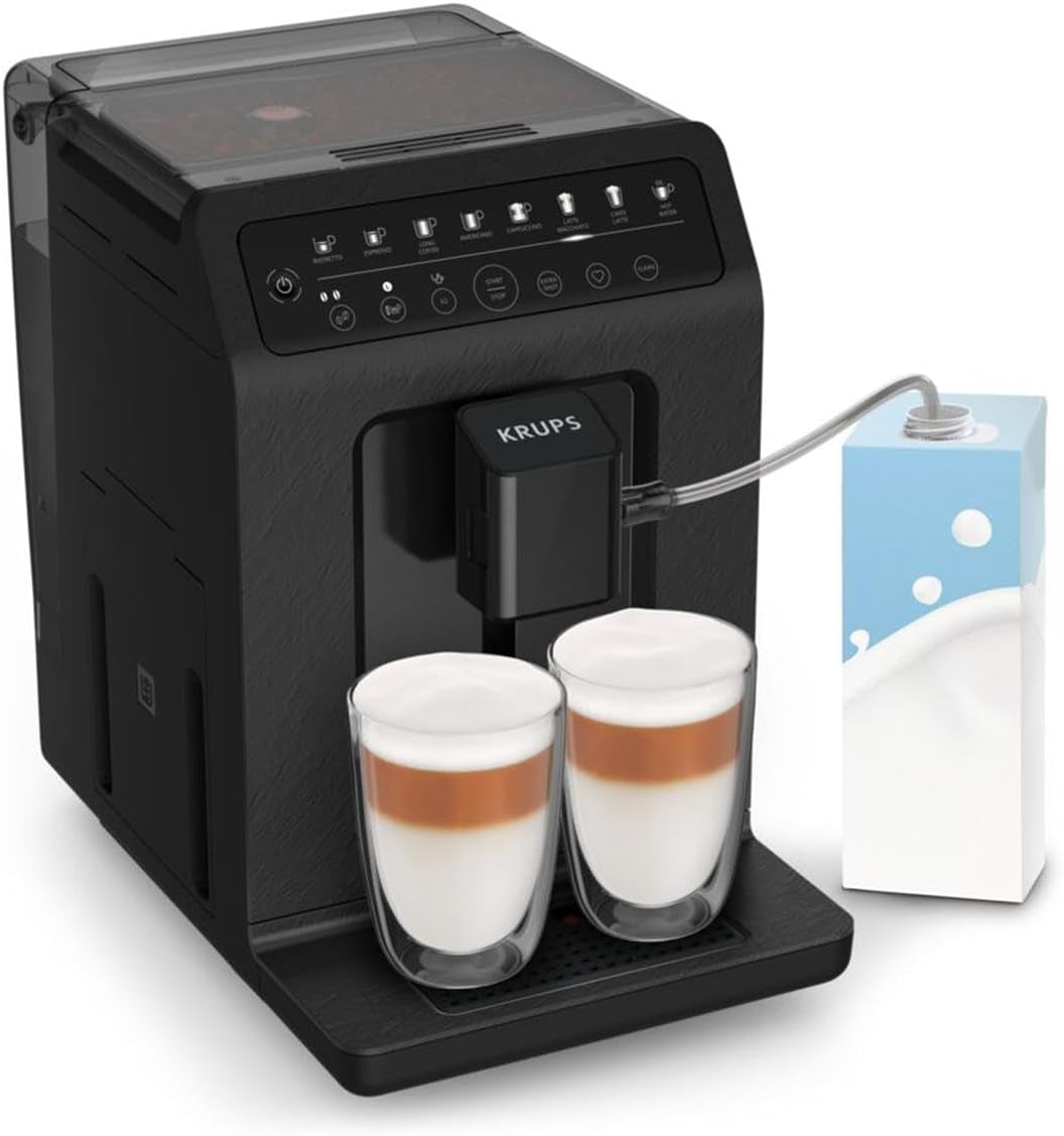 Macchina per caffè espresso automatica Krups EA897B Evidence ECOdesign, funzione automatica espresso e cappuccino, tecnologia Quattro Force, tazze per il latte one-touch, 8 preimpostazioni, sistema del latte, 1450 W