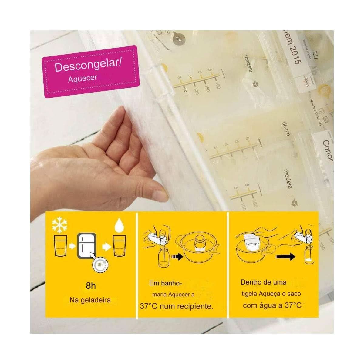 Sacchetti per la conservazione del latte materno Medela 25 pz., ca. 200 ml, bianco (versione spagnola) Accessori Alimentazione e Allattamento Bebe Naty Shop