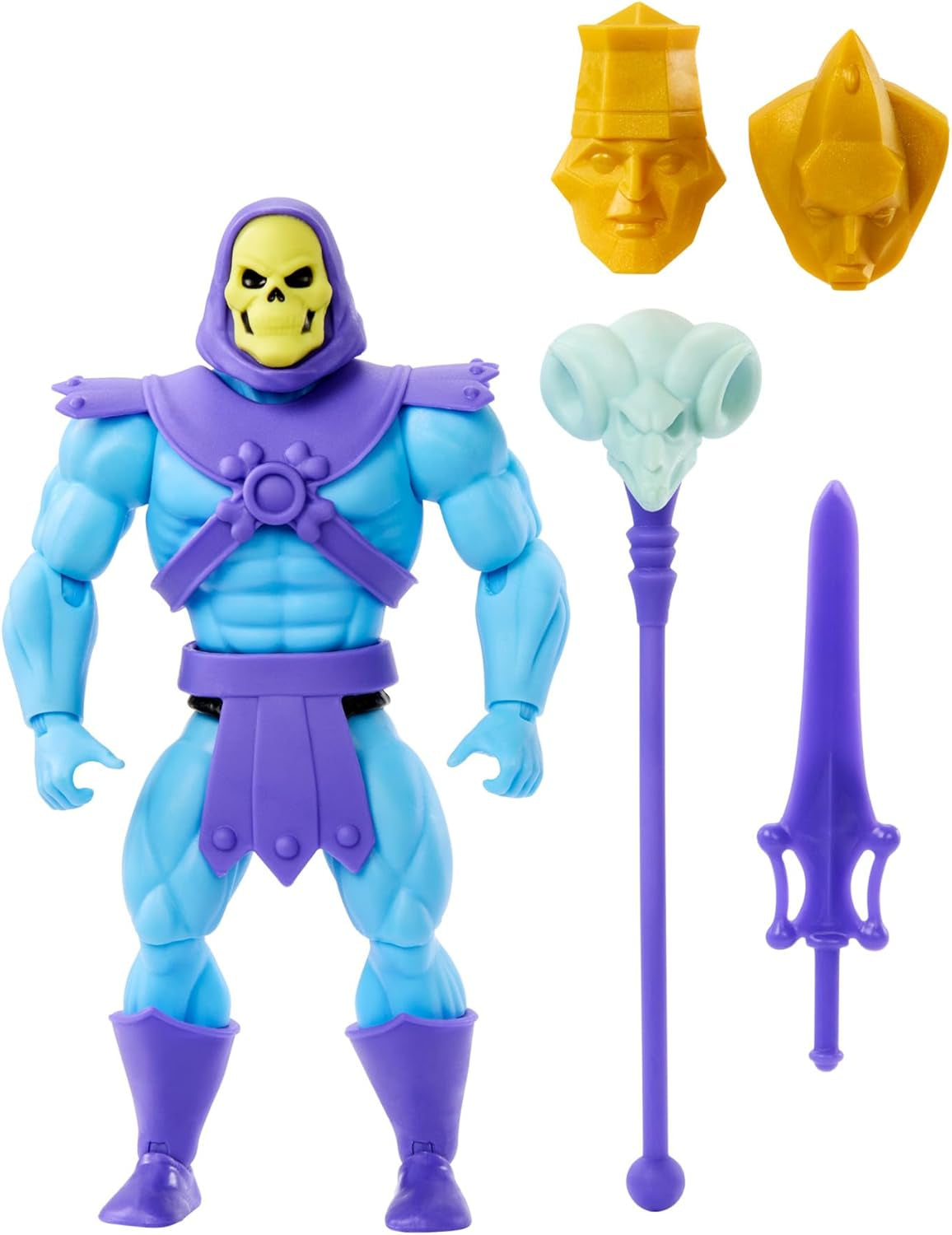 Giocattolo Masters of the Universe Origins, figura di Skeletor della collezione di cartoni animati, cattivo in piedi a ca. 14 cm con armatura, bastone, spada e 2 maschere, HYD24 Action figures Naty Shop Modern