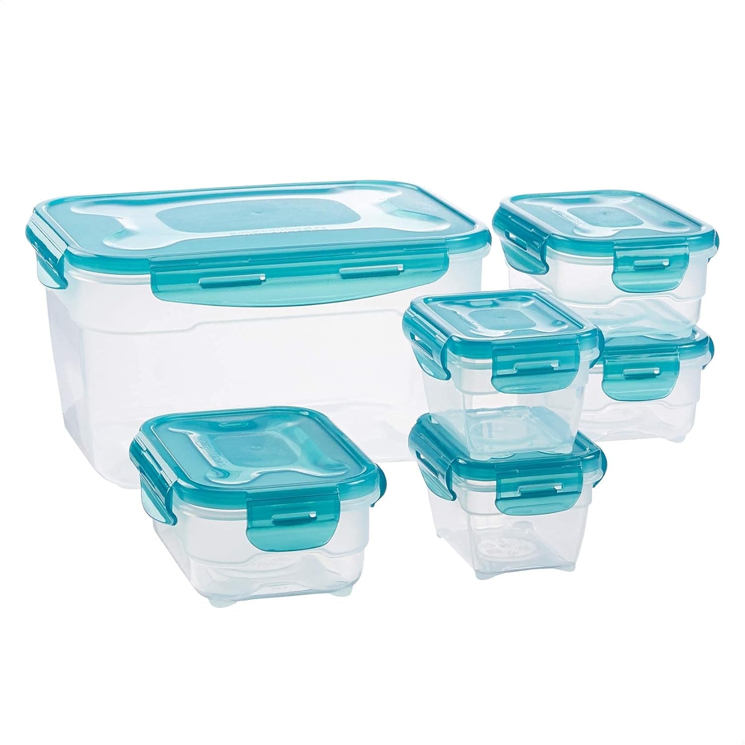 Set di contenitori per congelatore Amazon Basics con coperchio, a prova di perdite, impilabili per frigorifero/congelatore, in plastica senza BPA, adatti al microonde e alla lavastoviglie, 3 scatole trasparenti per alimenti da 1,2 l, Naty Shop, confezione singola da 6, 1 confezione.