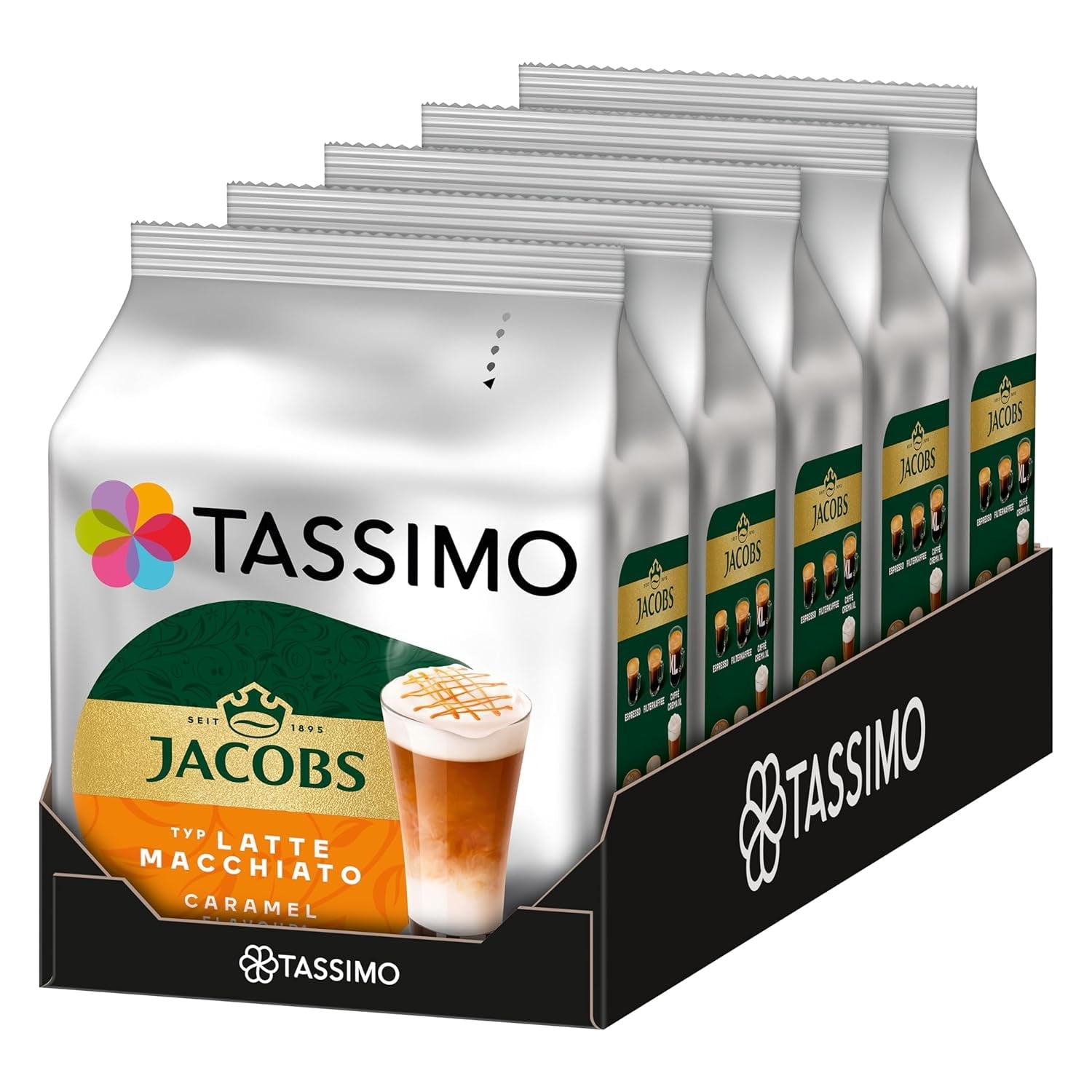 Tassimo Kapseln Jacobs Typ Latte Macchiato Caramello, 5 x 8 cialde, 40 Kaffeekapseln