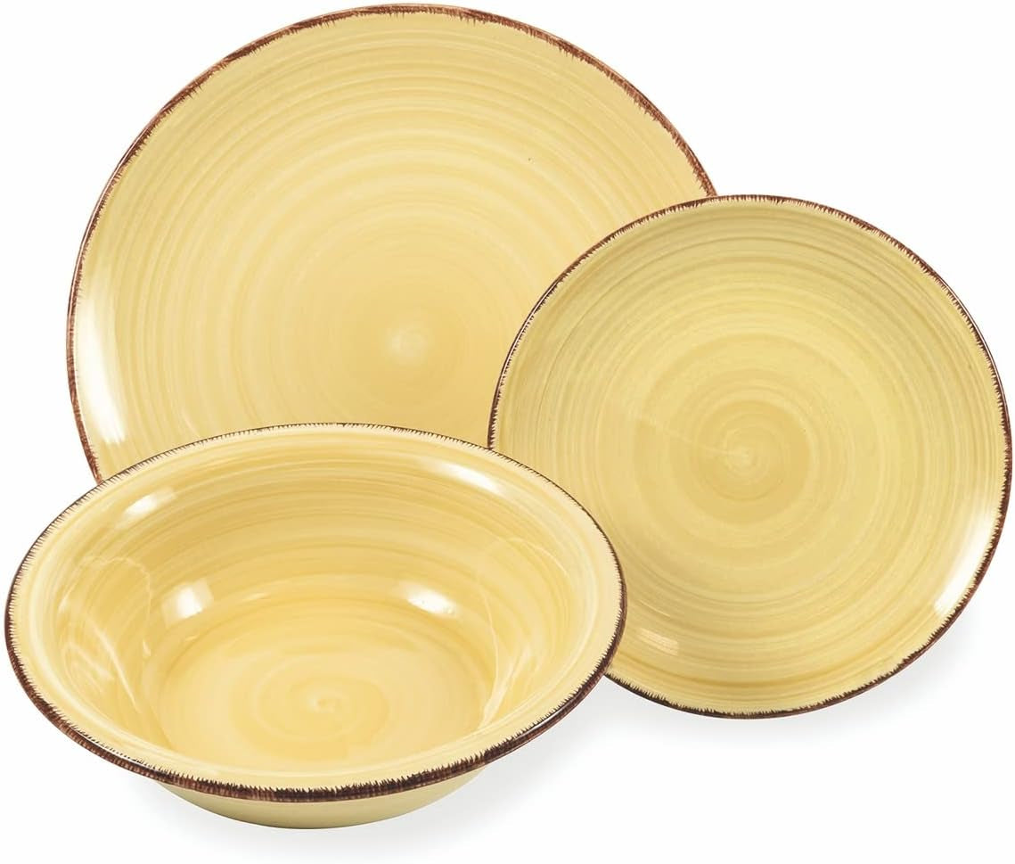 2197966 Servizio tavola Baita Acquerello, 18 pezzi, gres dipinto a mano, 6 piani diversi
