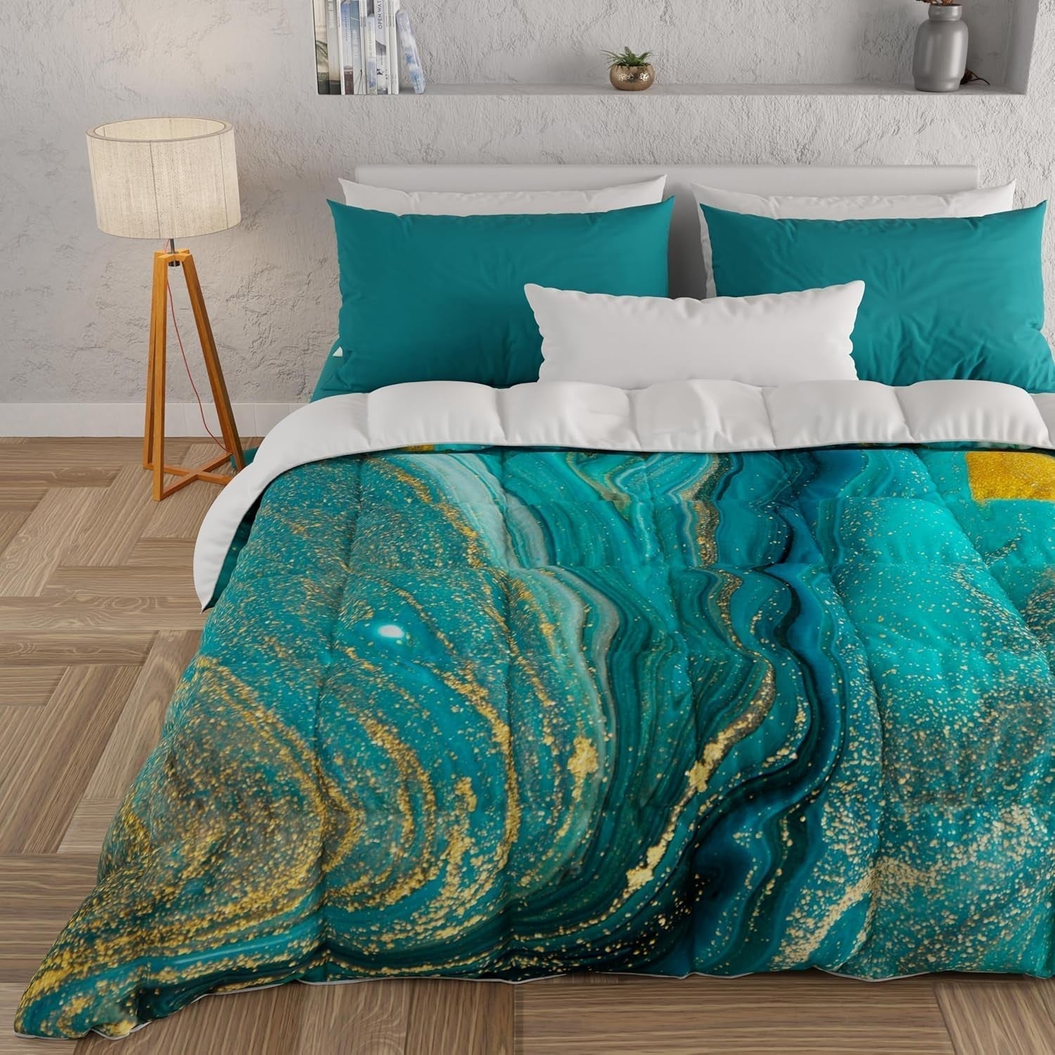 PETTI Artigiani Italiani - Trapunta invernale, Trapunta invernale, Trapunta semplice, Double face, Stampa monocolore e digitale, Microfibra anallergica 100%, Made in Italy Trapunte e trapunte Naty Shop Marmo Verde 160 X 190 Cm