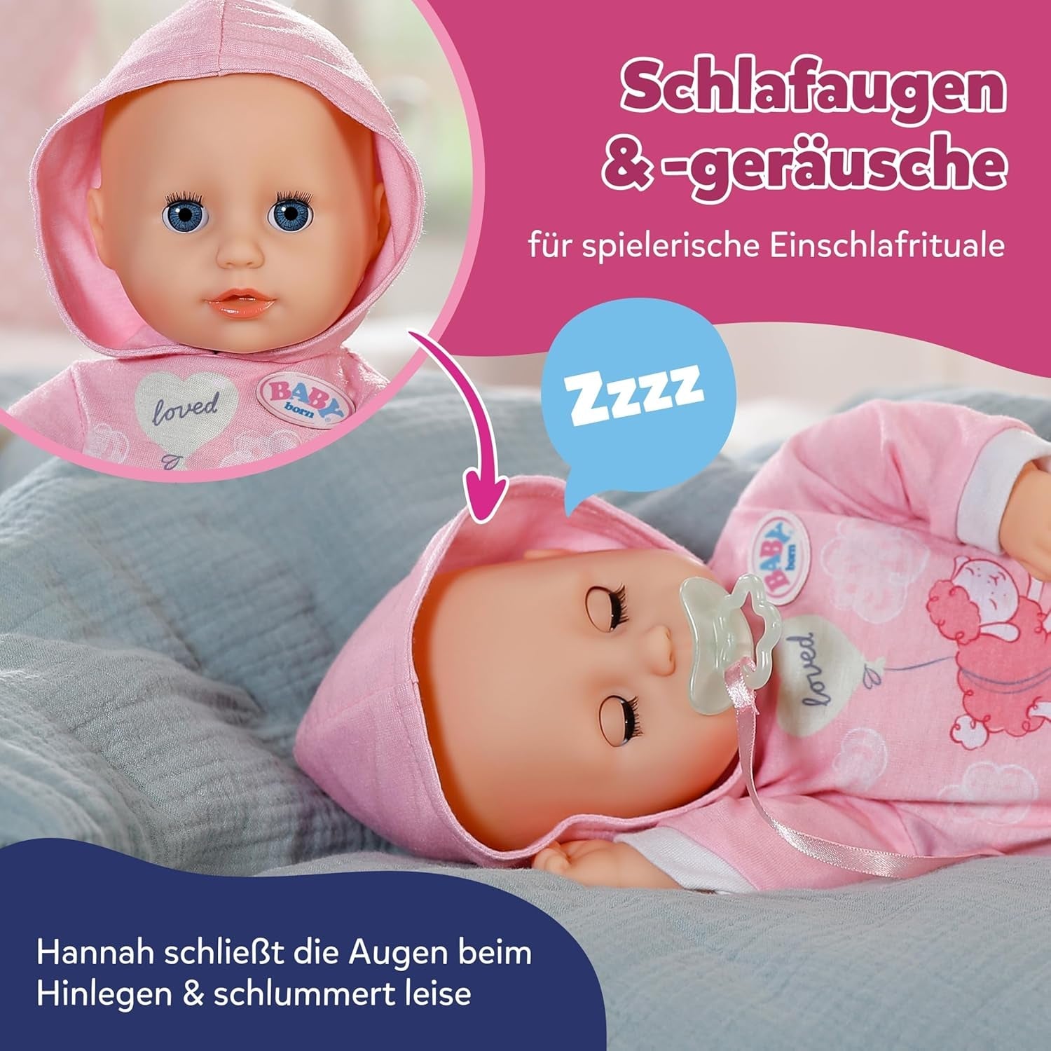 BABY Born Hannah Gioca con me - Bambolina con 5 funzioni - Corpo in materiale morbido compresi accessori - Bambola da 36 cm - Funziona a batteria - Adatto a bambini da 1 anno