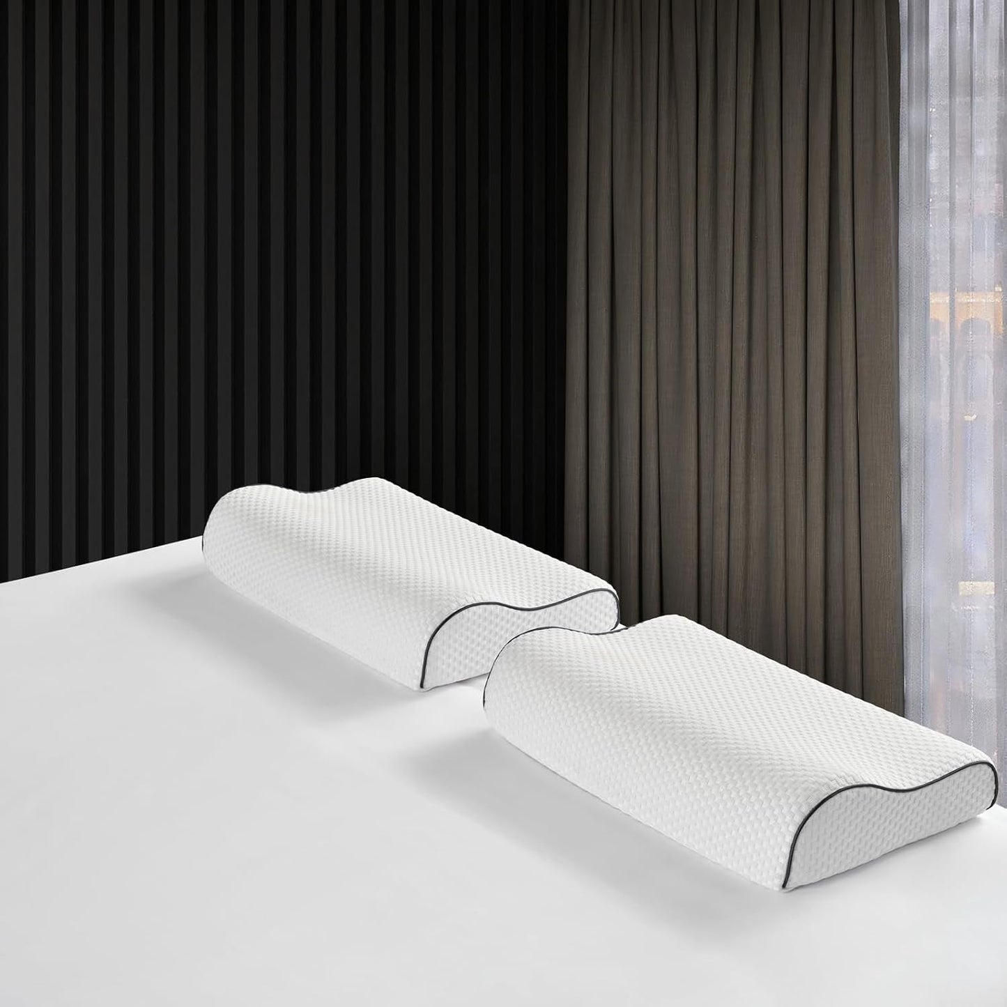 Z-Hom tessuto di sostegno del ginocchio, tessuto di schiuma con memoria, tessuto per il sonno laterale, tessuto ergonomico, tessuto anti-sforamento, tessuto ortopedico per il sonno, tessuto rimovibile (49 X 30 X 7/10 Cm) Perno ortopedico cervicale Naty Shop
