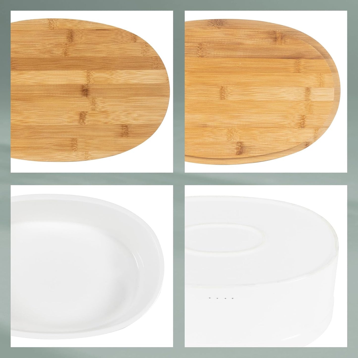Portapane Kela con fori di ventilazione, portapane in ceramica, SALENA, ciotola per il pane, bianco, 36,5 x 23,5 x 14 cm Contenitori per alimenti Naty Shop
