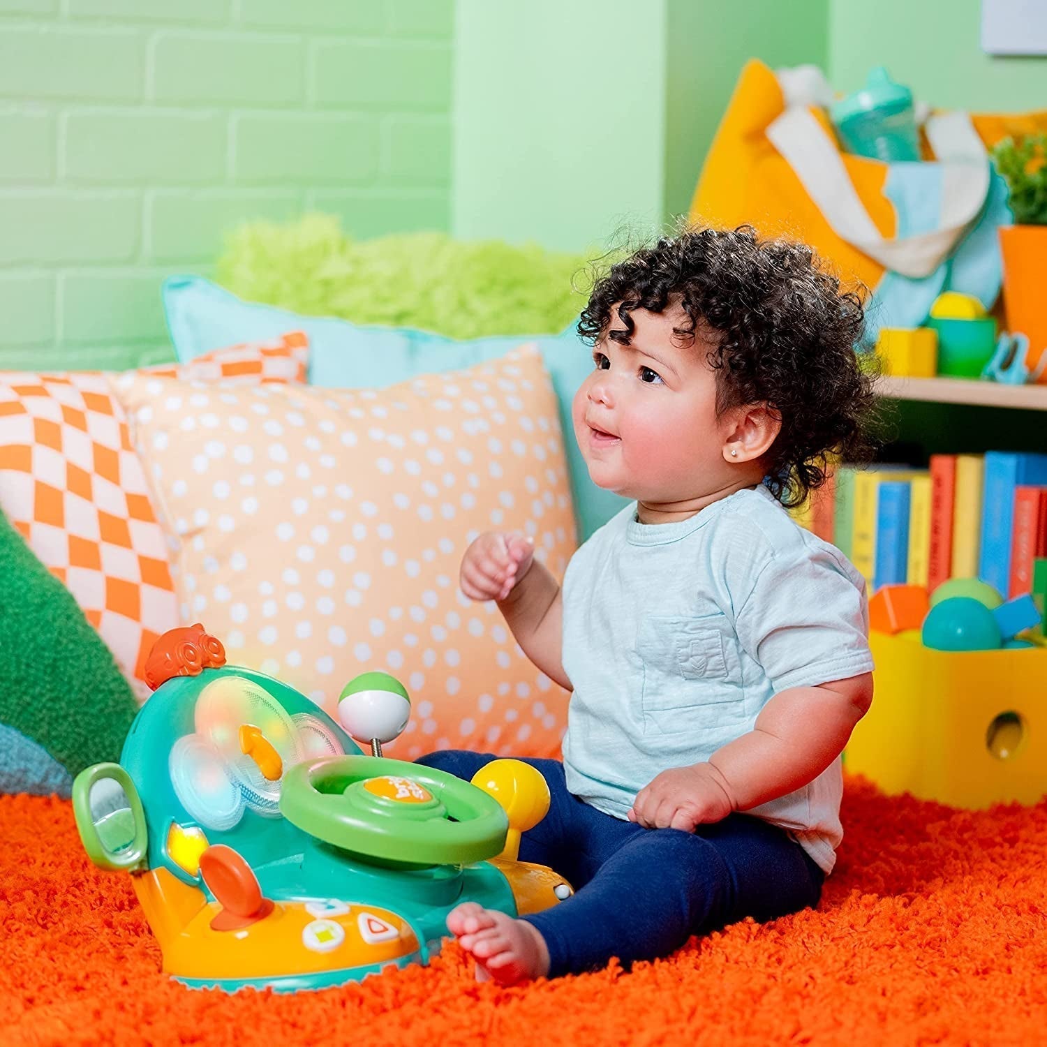 Bright Starts, volante giocattolo, conducente luci e colori, con musica, rumori dell'auto, indicatori, leva del cambio e altro ancora Bebe Naty Shop Toys