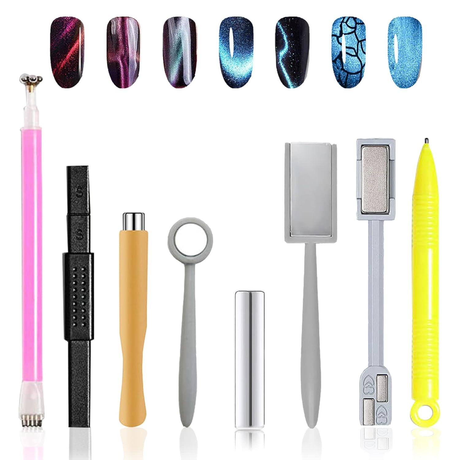 14 pezzi Nail Art Werkzeug Magnetstift DIY Magic 3D Magnet Stick Set Verwendung con Cat Eye Gel Pulver o der Nagelack - Magnetic Stift Katze Eye Pen per un ideale effetto magico Katzenaugen