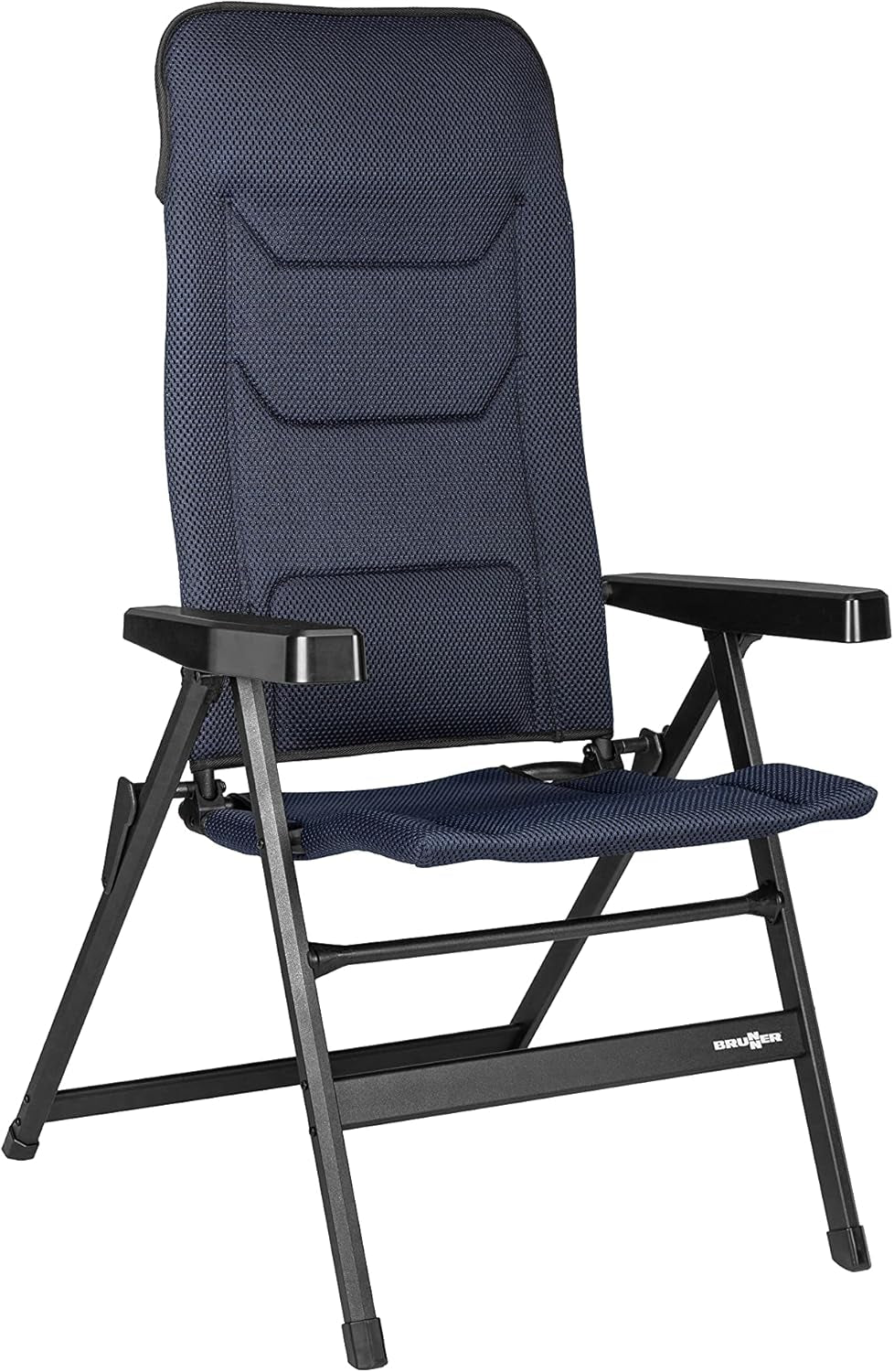 BRUNNER Rebel PRO (S-M-L) Sedia pieghevole da campeggio, giardino, patio In alluminio, regolabile in 5 posizioni, portata fino a 150 kg, schienale alto, nero o blu Cuscini da viaggio Naty Shop Titolo predefinito