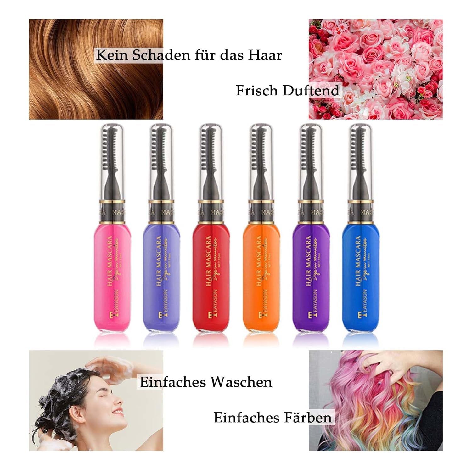 Tintura Per Capelli Istantanea 6 Colori Mascara Temporaneo Per Ragazze E Donne Gesso Per Capelli Lavabile Mascara Per Capelli Arcobaleno Tintura Per Capelli Per Carnevale Halloween Cosplay Festa Di Compleanno (A) Naty Shop Tinture Per Capelli