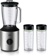 Braun Powerblend 3 JB 3150 BK Robot da cucina - 1,5 L Glass-Mixaufsatz, Küchenhelfer Zum Zerkleinern, Pürieren & Mixen, 800 Watt, Schwarz Kitchen Naty Shop Edelstahl/Schwarz Single