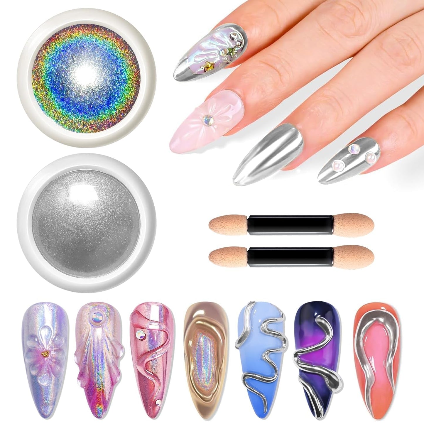 BISHENGYF Polvere per unghie cromata argento – Metal Holo Chromfarbener Nagelpuder, 1G Cromepulver Nägel Glitzer Glänzende Silver Nagelpulver Spiegeleffekt Pigment Nagelkunst, Diy-Design-Dekor Frauen Geschenk