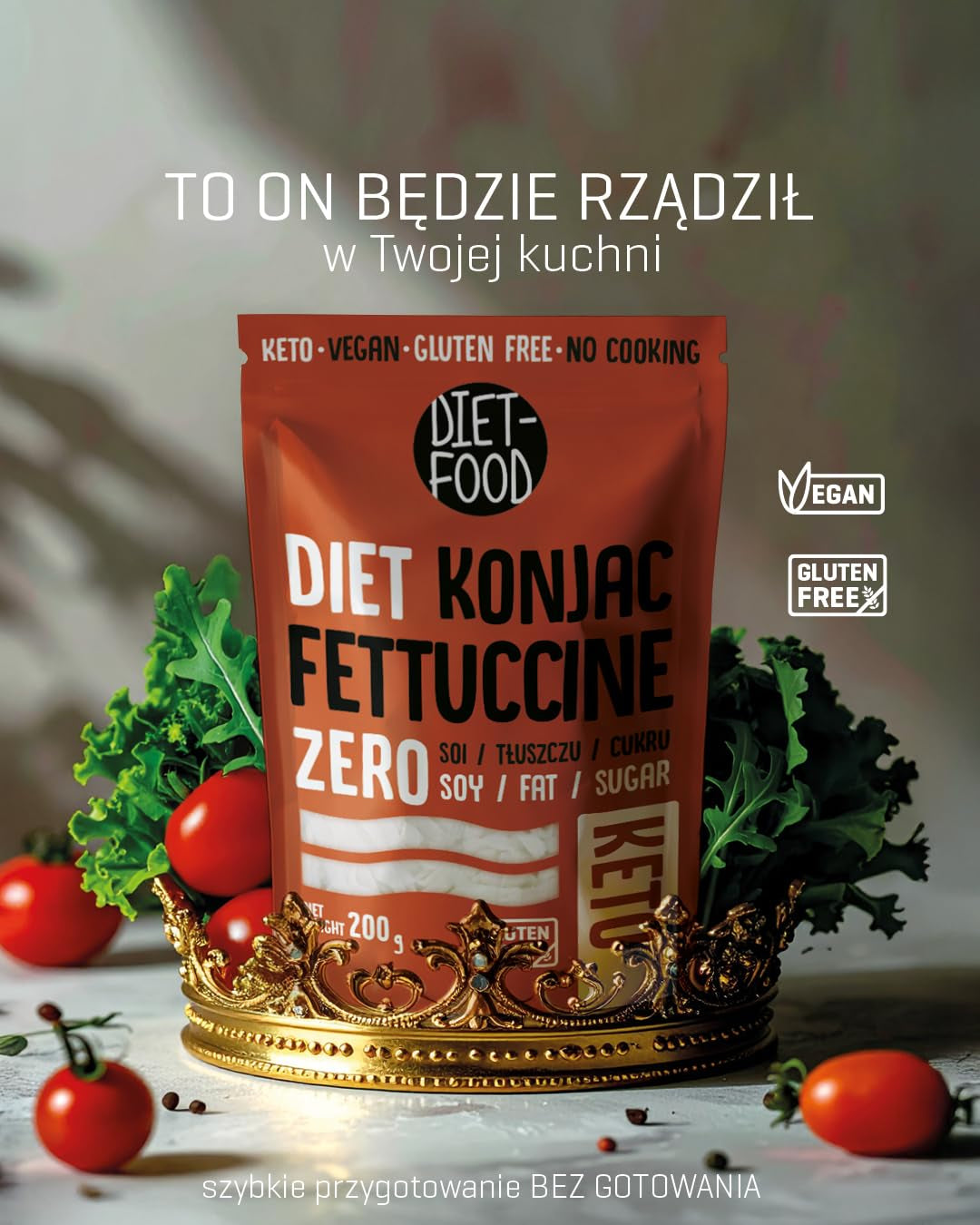Tagliatelle Shirataki DIET-FOOD Tagliatelle Konjac a basso contenuto di carboidrati e a basso contenuto calorico Alimenti vegani Senza grassi Senza soia Senza glutine Tagliatelle dietetiche solubili in acqua a basso contenuto calorico 200 grammi