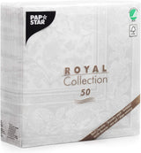 Papstar 11682 50 tovaglioli "Royal Collection" piega 1/4 40 X 40 cm "Ornamenti", bianco