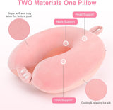 TALLGO Cuscino da Viaggio per Collo, Miglior Cuscino per Aereo in Memory Foam per Poggiatesta, Morbido Cuscino Regolabile per Aereo, Auto e Casa, Cuscini Ortopedici Cervicali Rosa Naty Shop