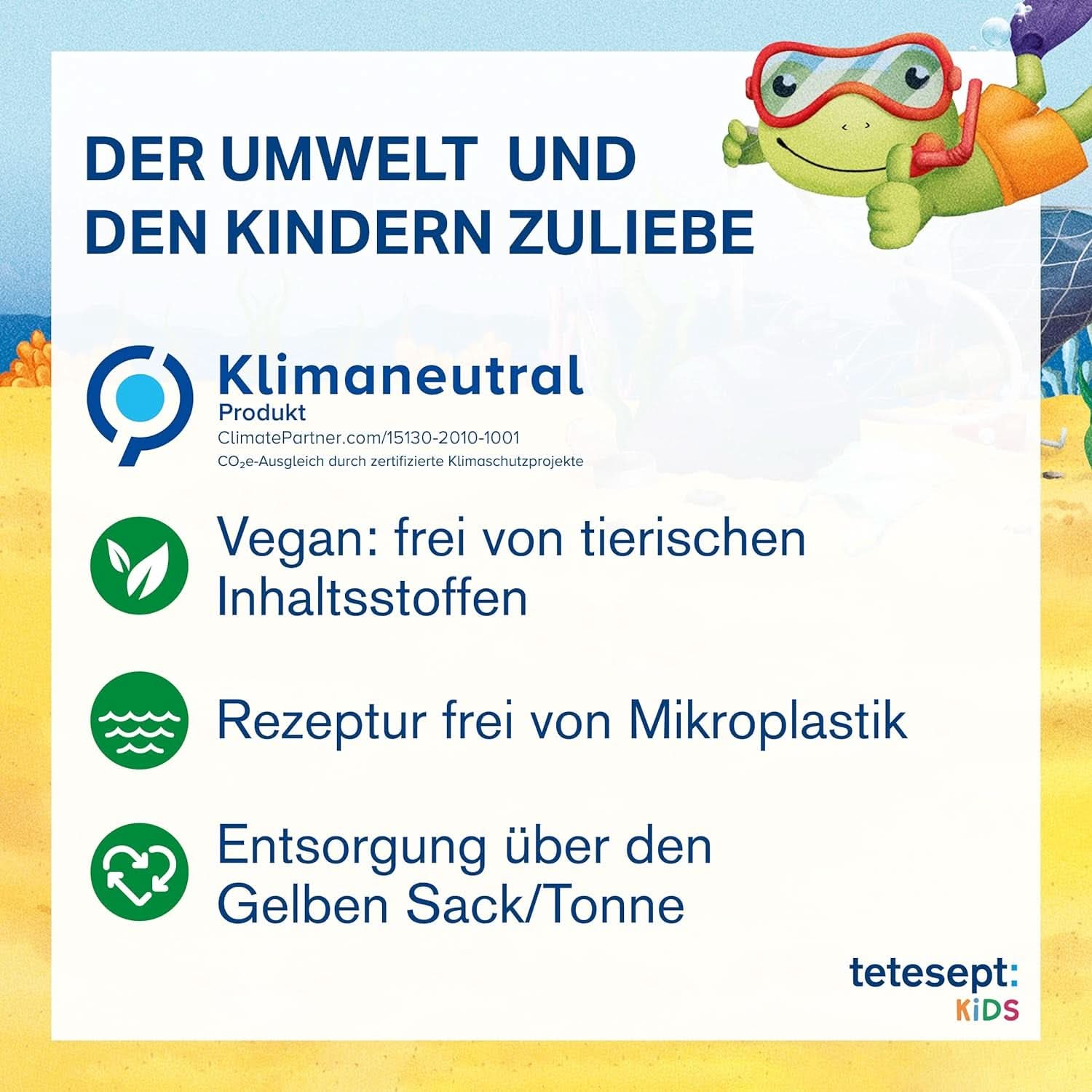 Tetesept Kids Dino - additivo da bagno per bambini, schiuma, colora il verde acqua, 40 ml Naty Shop
