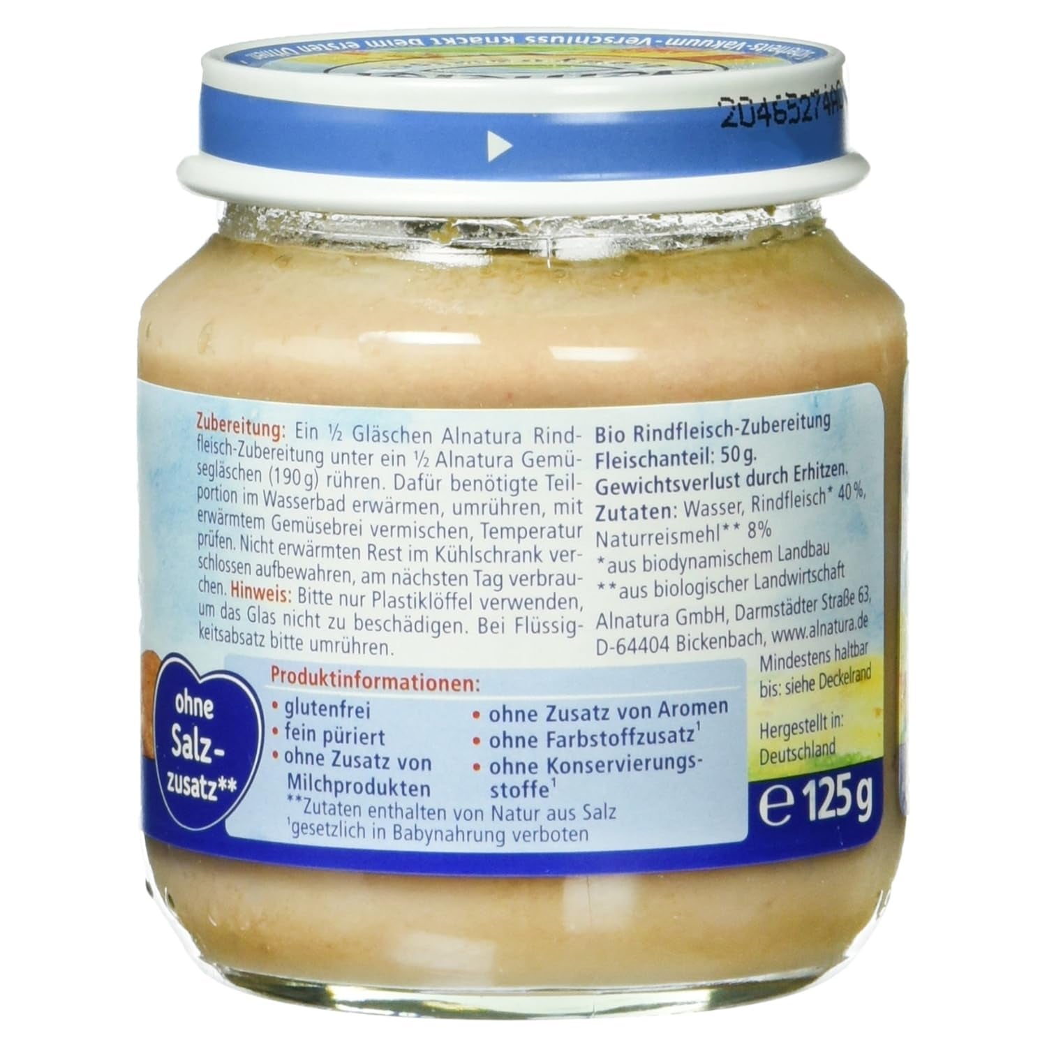 Preparato con carne di manzo biologica, 125 g