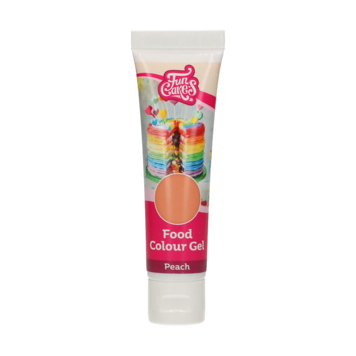 Colorante alimentare Funcakes Peach Gel: colorante alimentare altamente concentrato per pasta, panna, fondente e marzapane. Dosaggio facile. Una sola goccia per creare colori vivaci. Halal. 30 g.
