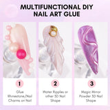 Makartt Gel adesivo per strass - Set di colla UV per unghie da 15 ml con ciondoli per unghie rosa Cuore Cerchio Gioielli per unghie e accessori per design delle unghie per manicure domestica Regalo di San Valentino