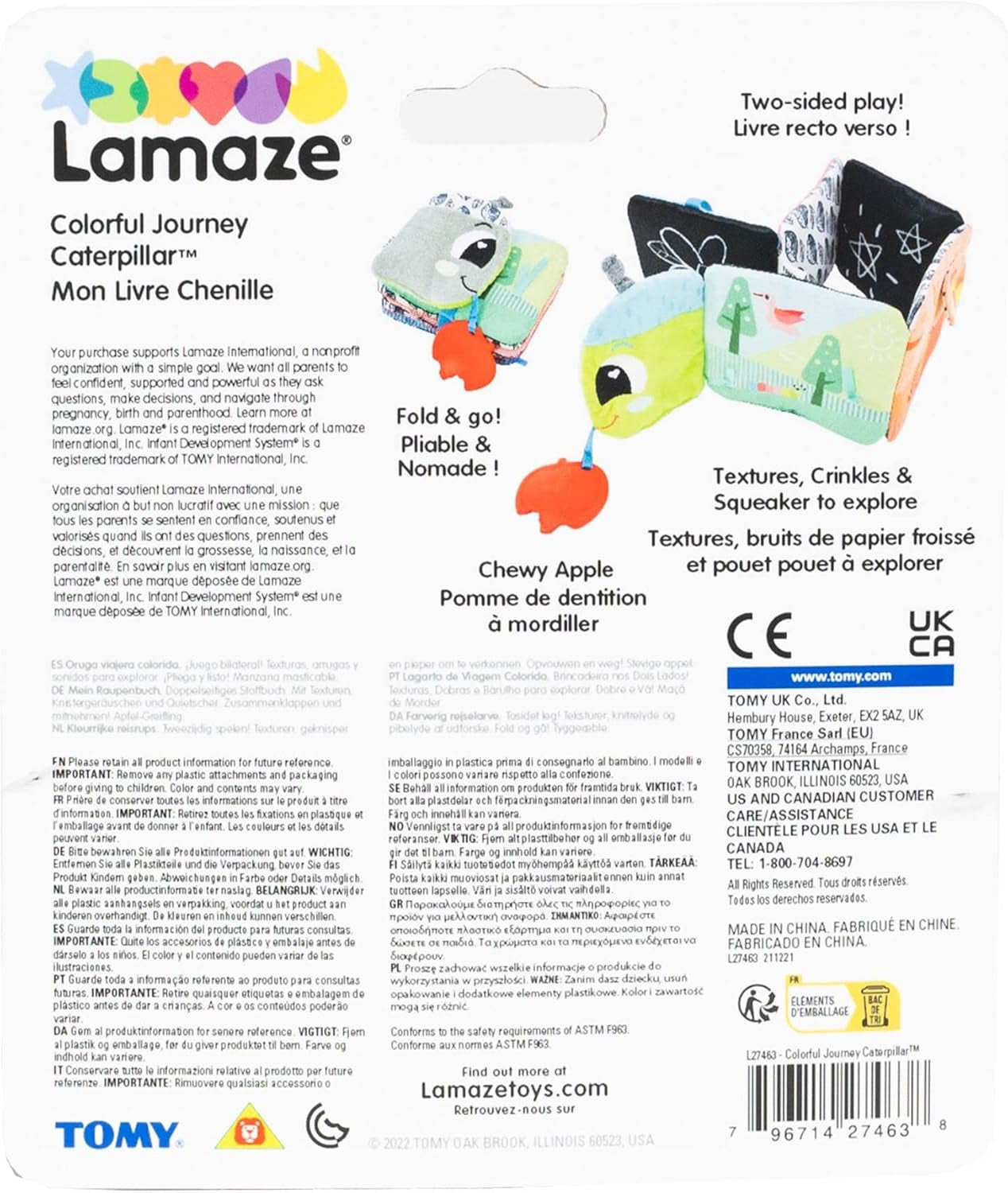 Lamaze Cavalca Bruco Colorato, Giocattolo per Neonato, Giocattolo sensoriale per Bambini con Colori e Suoni, Giocattolo per lo Sviluppo per Ragazzi e Ragazze di 6 Mesi, L27463 Baby Toys Naty Shop