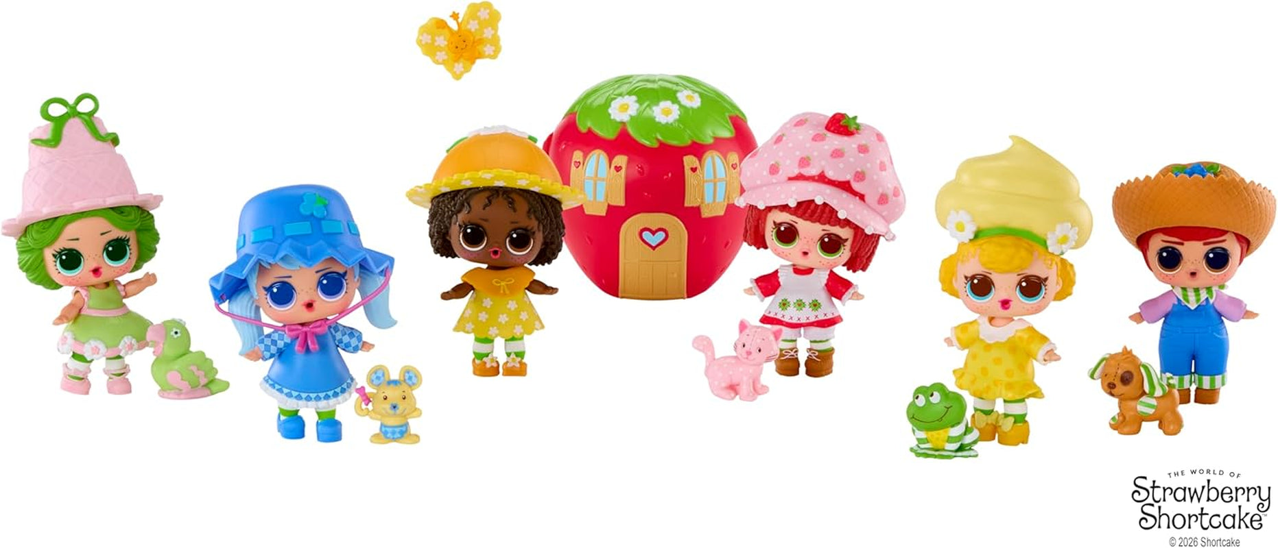 LOL Sorpresa! Loves Fragolina Dolcecuore Tots - Bambole profumate da collezione con 7 sorprese, animale domestico, moda, scarpe, cappello, set da gioco con casa trasformabile Fragolina Dolcecuore, dai 4 anni in su