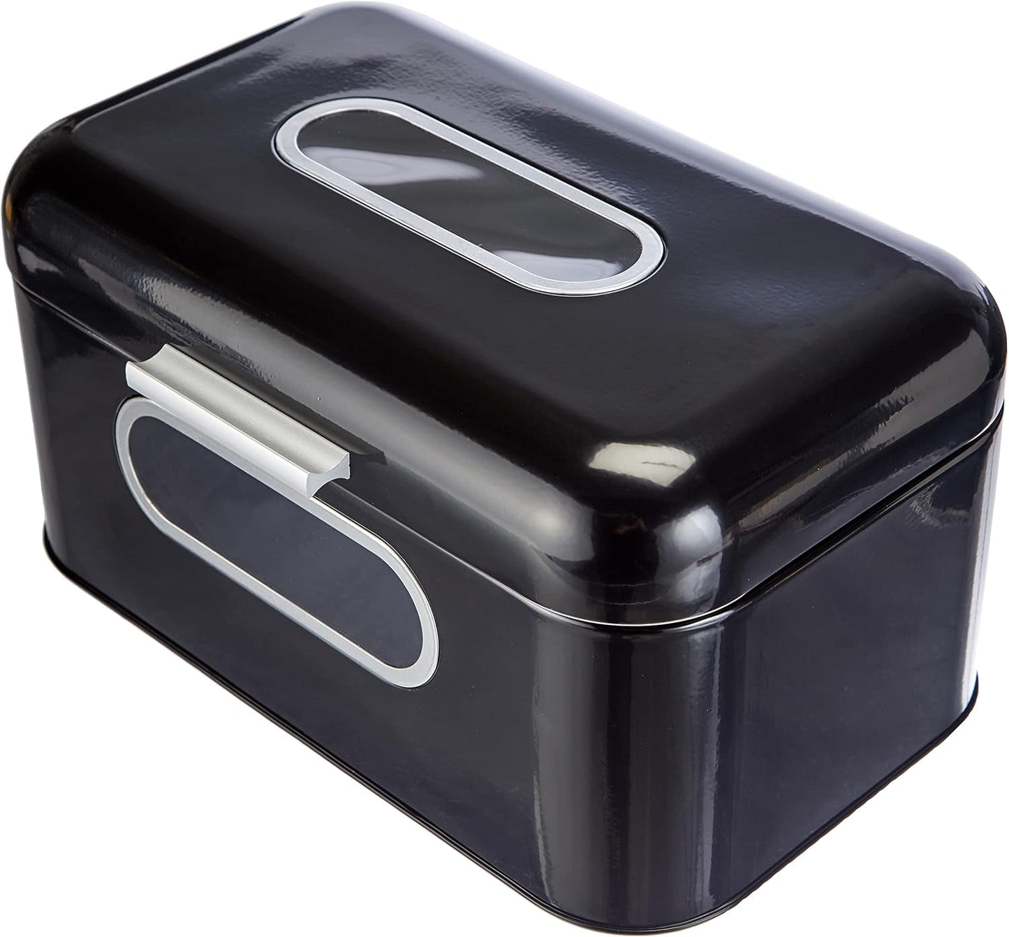 ECHTWERK Cestino per il Pane in Metallo retrò con Finestra e Coperchio, Set di 3 Eleganti Scatole Portaoggetti, Capacità 1,4 L, Scatole per Alimenti Rosse Naty Shop Nero S Singolo