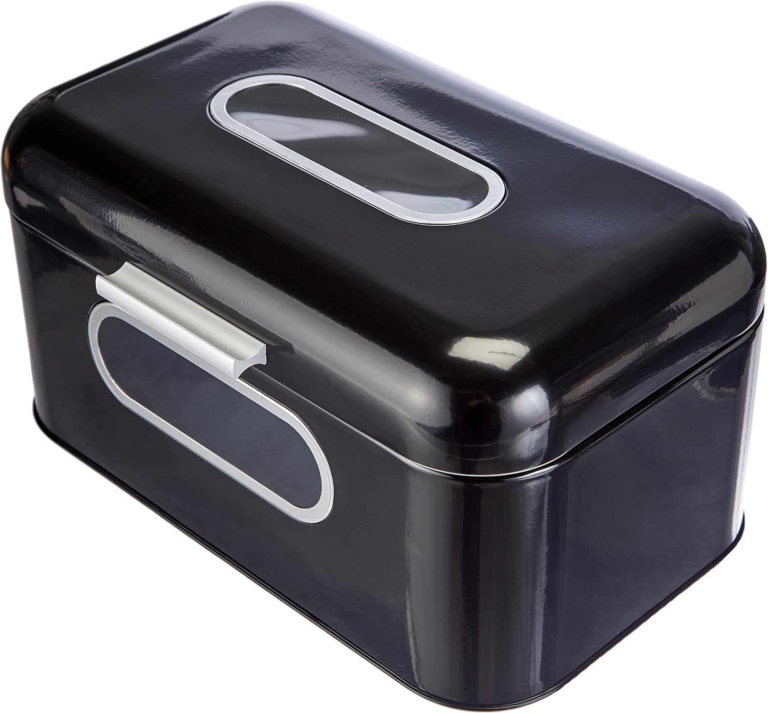 ECHTWERK Cestino per il Pane in Metallo retrò con Finestra e Coperchio, Set di 3 Eleganti Scatole Portaoggetti, Capacità 1,4 L, Scatole per Alimenti Rosse Naty Shop Nero S Singolo