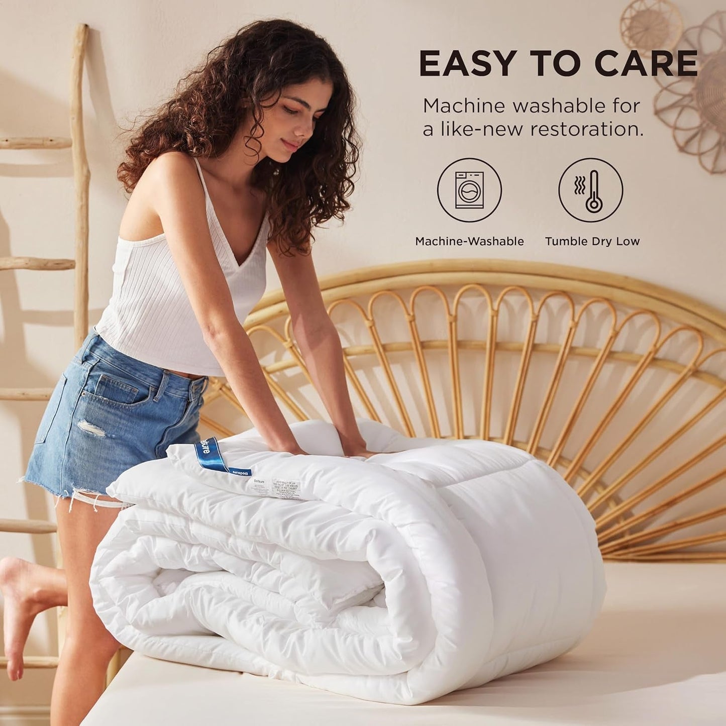 BEDSURE Trapunta Trapuntata Completo/Queen (88"X88") Bianco Piumini e Trapunte Naty Shop
