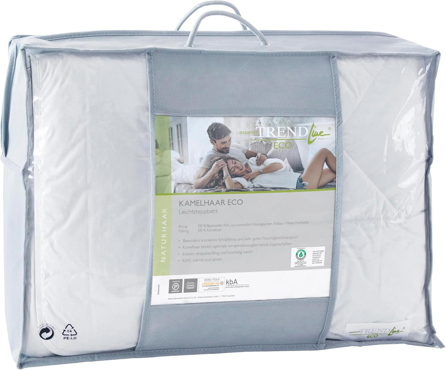 Badenia Trendline Eco Trapunta Cammello Leggera 155 X 220 Cm, bianca, certificata Oeko-Tex, prodotta secondo lo standard di qualità tedesco. Trapunte e trapunte Naty Shop