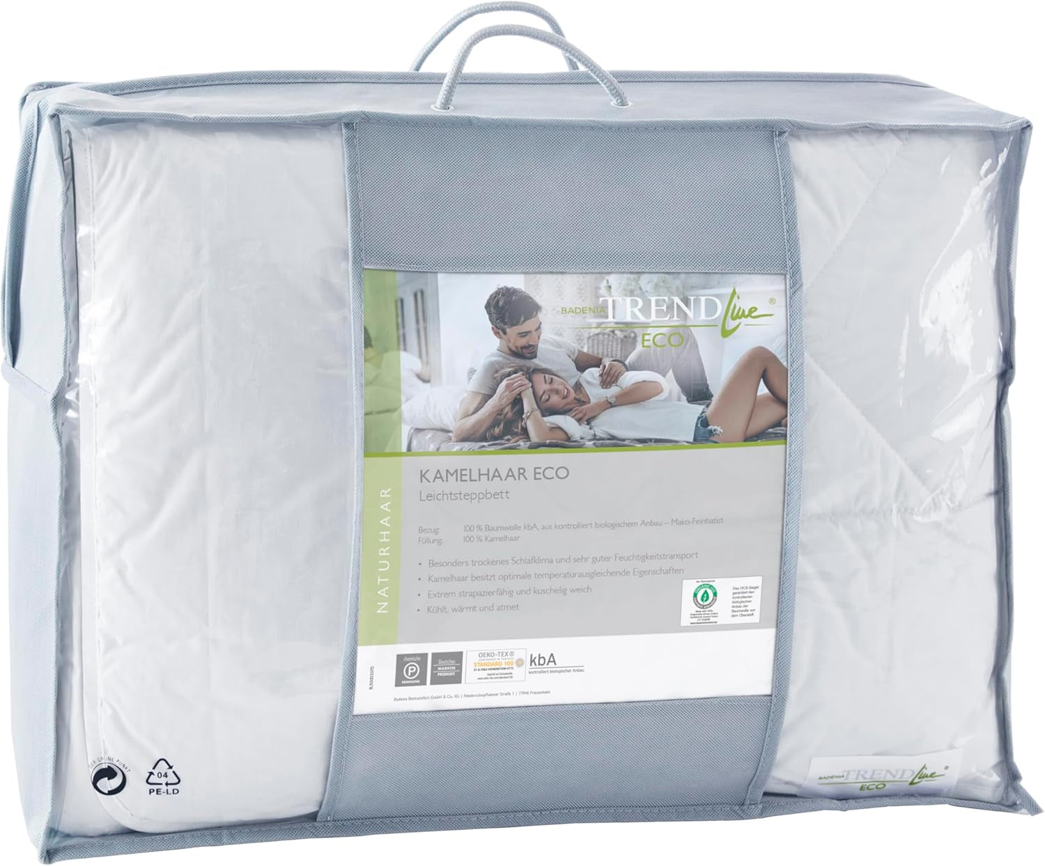 Badenia Trendline Eco Trapunta Cammello Leggera 155 X 220 Cm, bianca, certificata Oeko-Tex, prodotta secondo lo standard di qualità tedesco. Trapunte e trapunte Naty Shop