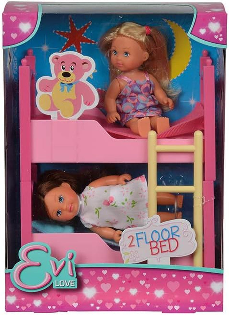 Simba 108178046 105733847 - Letto a 2 piani Evi Love / con due bambole Evi / con letto a castello / accessori inclusi / bambola da vestire / 12 cm, per bambini dai 3 anni in su