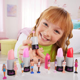 Barbie Mini Barbieland Set di 5 bambole Fashionistas, ca. Set collezione a sorpresa di mini bambole alte 3,8 cm con maniche di rossetto (gli stili possono variare), JBD26 Naty Shop Dolls