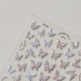 Glänzend Aurora Shell Schmetterling Nagelsticker Selbstklebend, Erleichterung Schmetterlinge Nail Sticker Rosa Laser Schmetterling Nagelaufkleber Für Frauen Nageldesign Zubehör Nagel Zubehör Nail Art