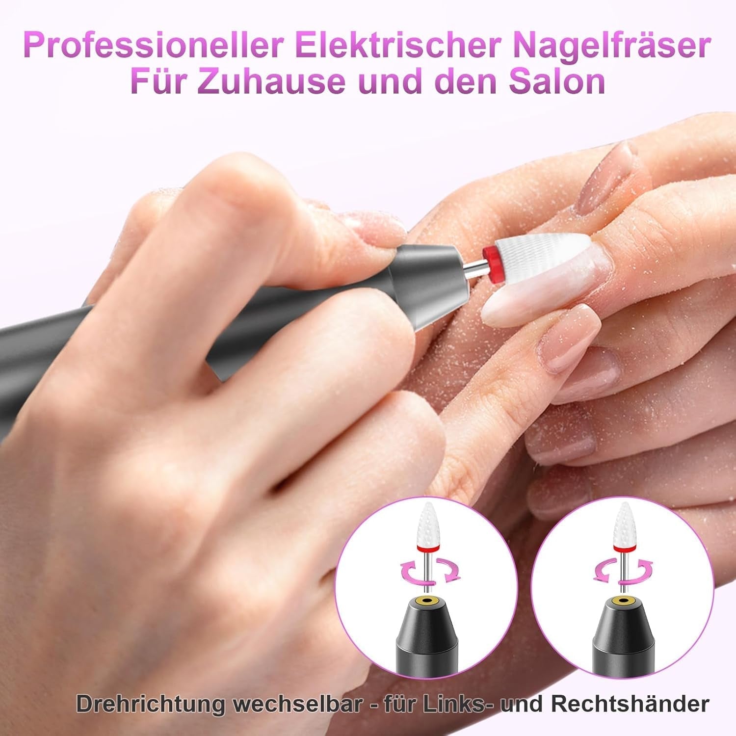 Lima per unghie elettrica senza fili - 35000 giri/min per unghie in gel, lima per unghie professionale e acrilica 12 in 1, set per manicure e pedicure a 5 velocità
