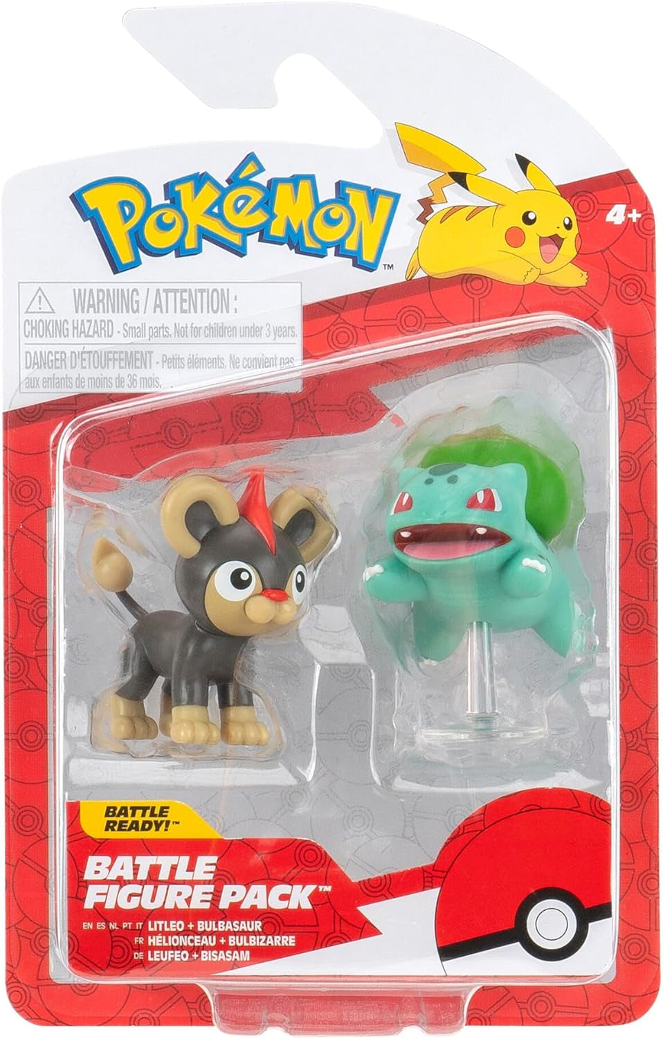 Pokémon PKW3583 - Battle Figure Pack - Leufeo e Bisasam, Figure ufficiali dettagliate, 5 cm ciascuna Action Figure Naty Shop Titolo predefinito