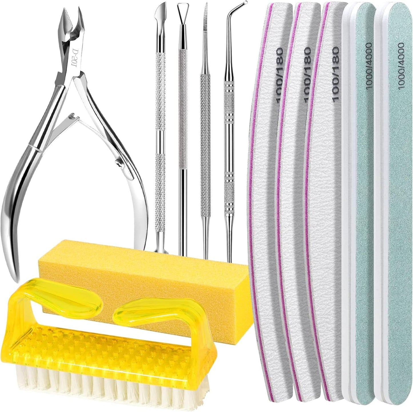 FANDAMEI Set manicure, Buffer Für Nägel, Nagelfeile 100/180, Nagelfeilen Für Gelnägel, Nagelhautschieber, Buffer Für Gelnägel, Feilen Für Gelnägel, Nagelzange, Nagelfeilen Set, Maniküre & Pedicure Set