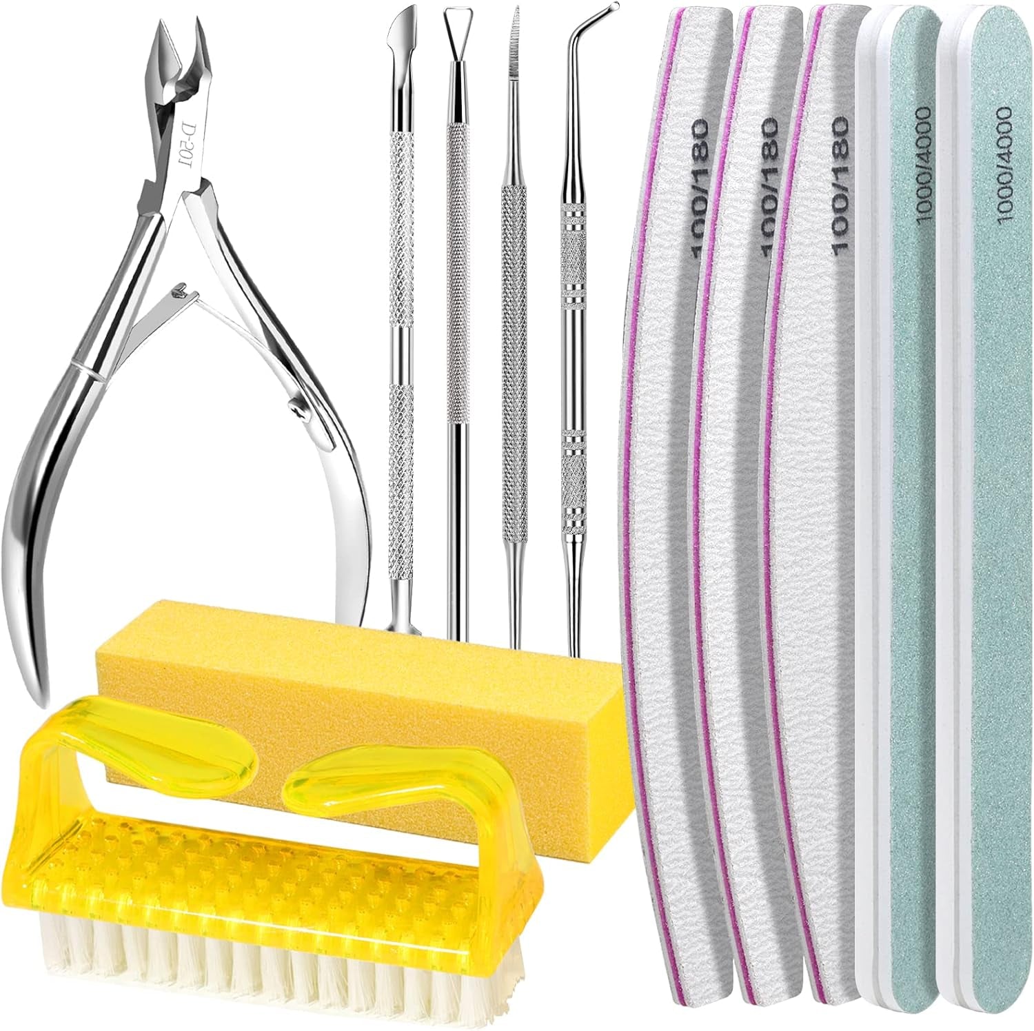 FANDAMEI Set manicure, Buffer Für Nägel, Nagelfeile 100/180, Nagelfeilen Für Gelnägel, Nagelhautschieber, Buffer Für Gelnägel, Feilen Für Gelnägel, Nagelzange, Nagelfeilen Set, Maniküre & Pedicure Set