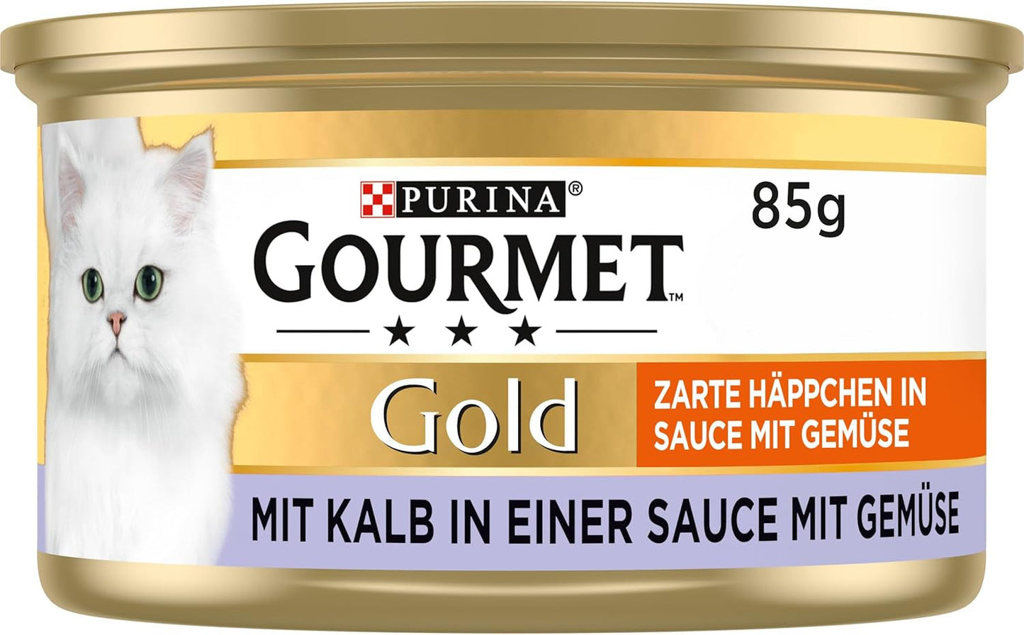 Gourmet Gold Bocconcini Teneri in Salsa Vegetale Cibo Umido per Gatti di Vitello e Verdure Confezione da 12 (12 x 85g)
