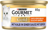 Gourmet Gold Bocconcini Teneri in Salsa Vegetale Cibo Umido per Gatti di Vitello e Verdure Confezione da 12 (12 x 85g)