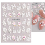 JMEOWIO 3D Nagelsticker Frühling Blume Nail Art Sticker Selbstklebend Nagelaufkleber 5D Stereoscopic Buntes Sommer Blumen Dekoration Nageldesign Zubehör 4 Blatt
